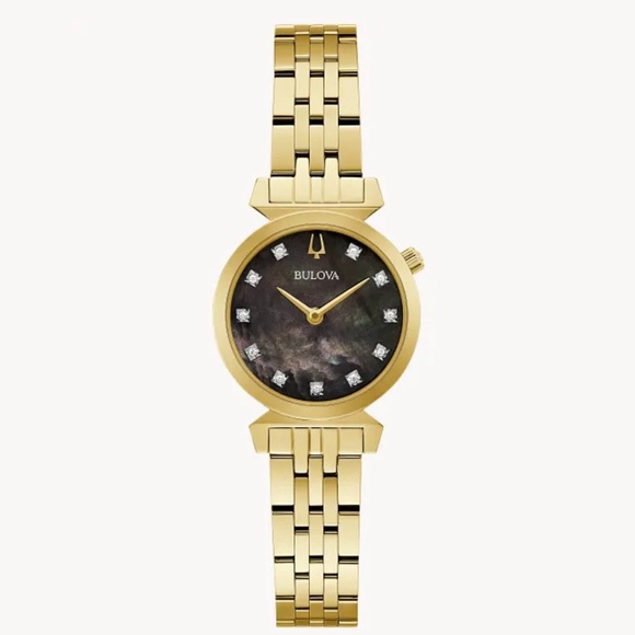 Bulova Accessories - NWT Bulova Gold-Tone Bracelet Watch with Black Mother-of-Pearl Dial
